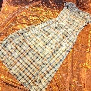 Plaid Orange/Cream ankle length dress